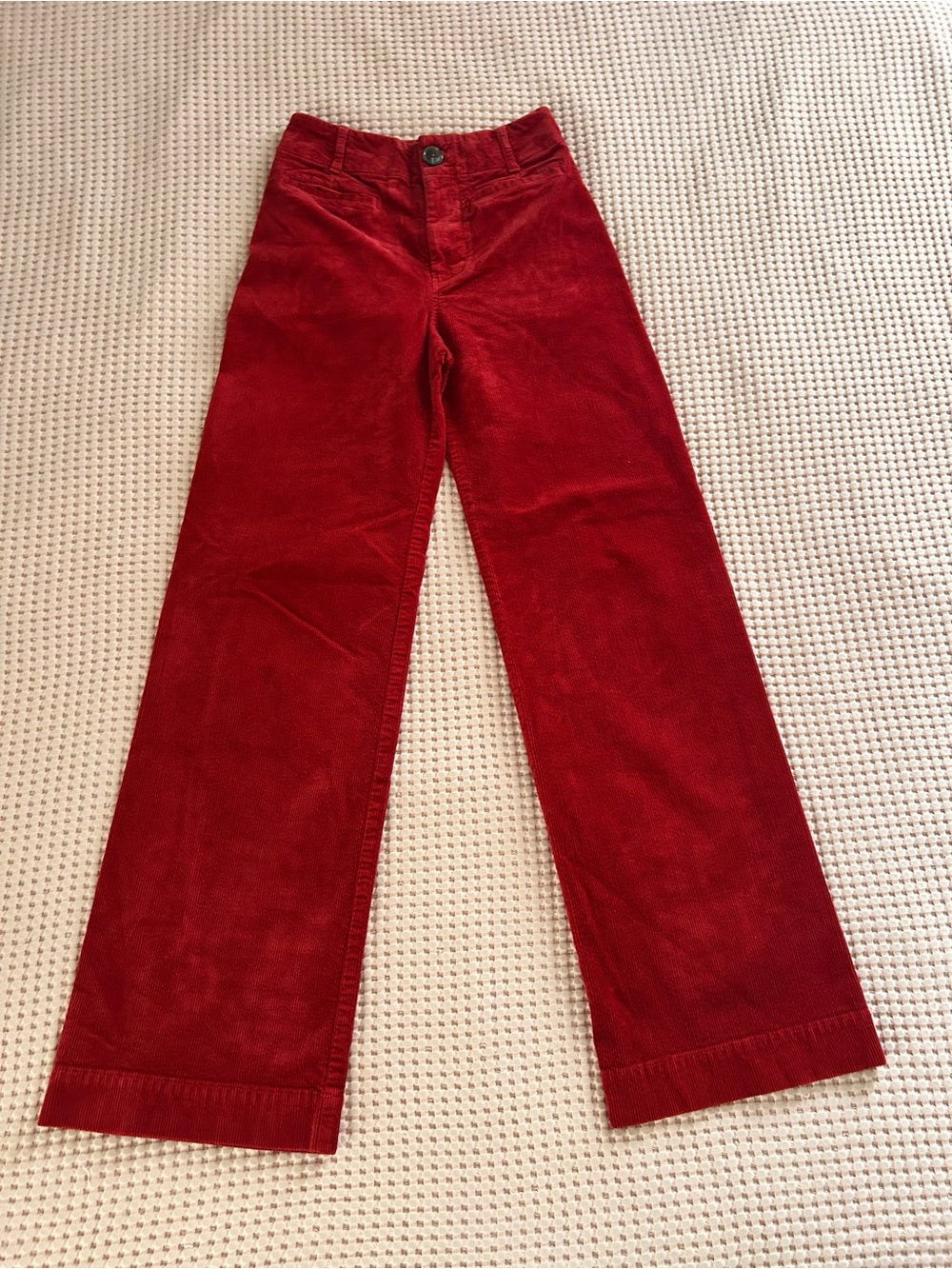 Maeve Anthropologie Red Corduroy Wide-Leg Colette Pants